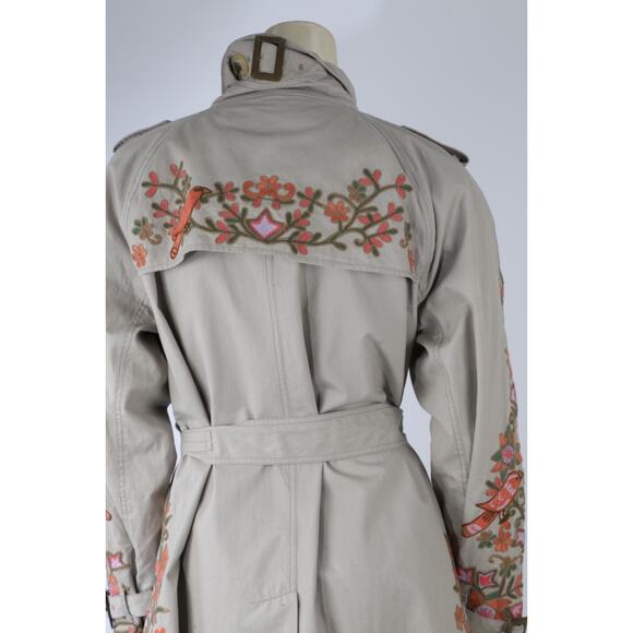 Calypso St Barth Floral Embroidered Trench Coat Boho Luxury Women’s Size M - Picture 13 of 16
